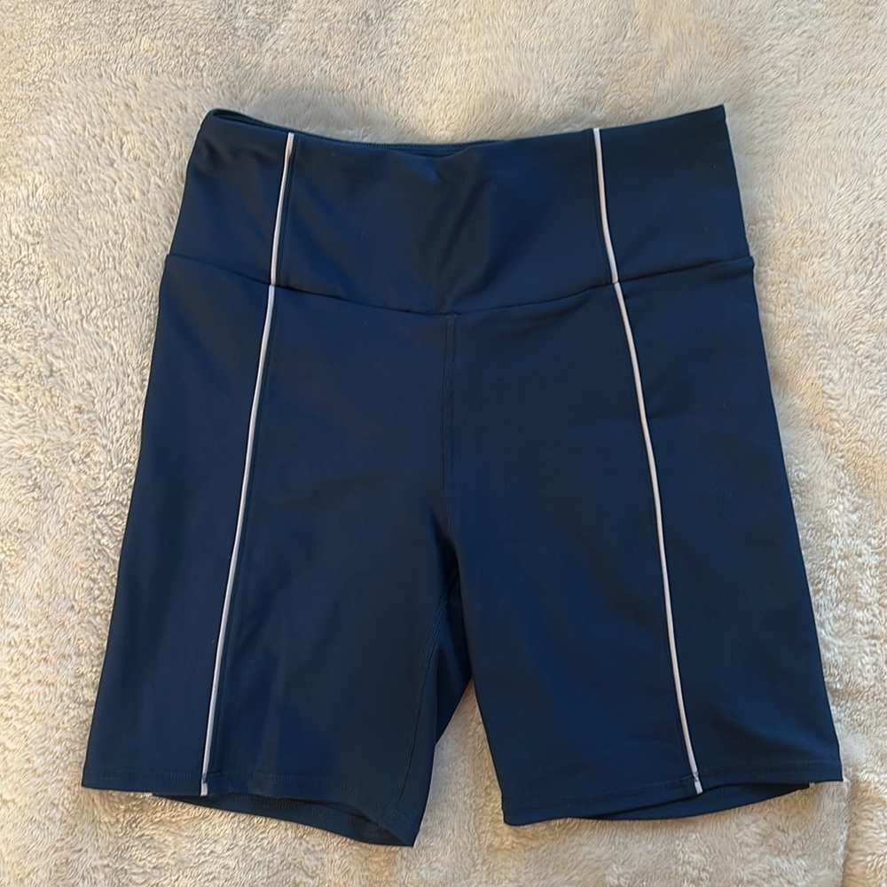Abercrombie & Fitch Navy Bike Shorts with White Piping